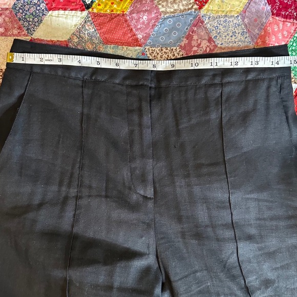 Diane von Furstenberg Black Linen Blend Pleat Front Flare Pants Size 8 DVF NWT - Picture 3 of 7